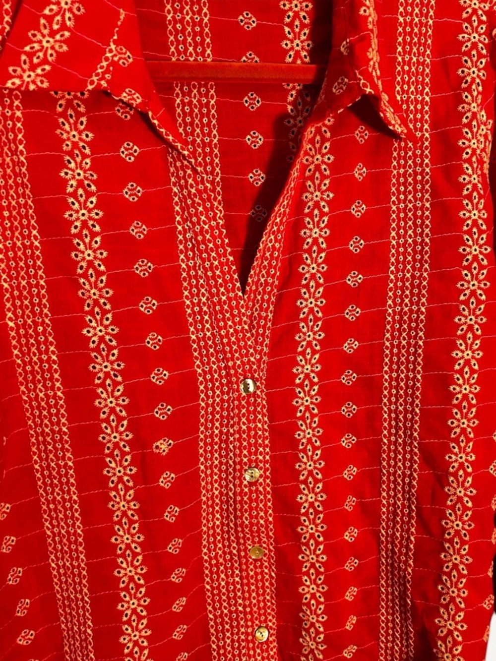 Zara Fuschia Embroidered Button-Up Shirt - Picture 6 of 8